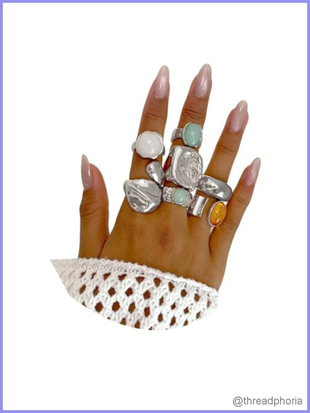 Chunky Gold Square Knuckle Ring Set for Women, Vintage Rhinestone Statement